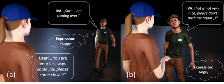 A Conversational Virtual Agent with Physics-based Interactive Behavior